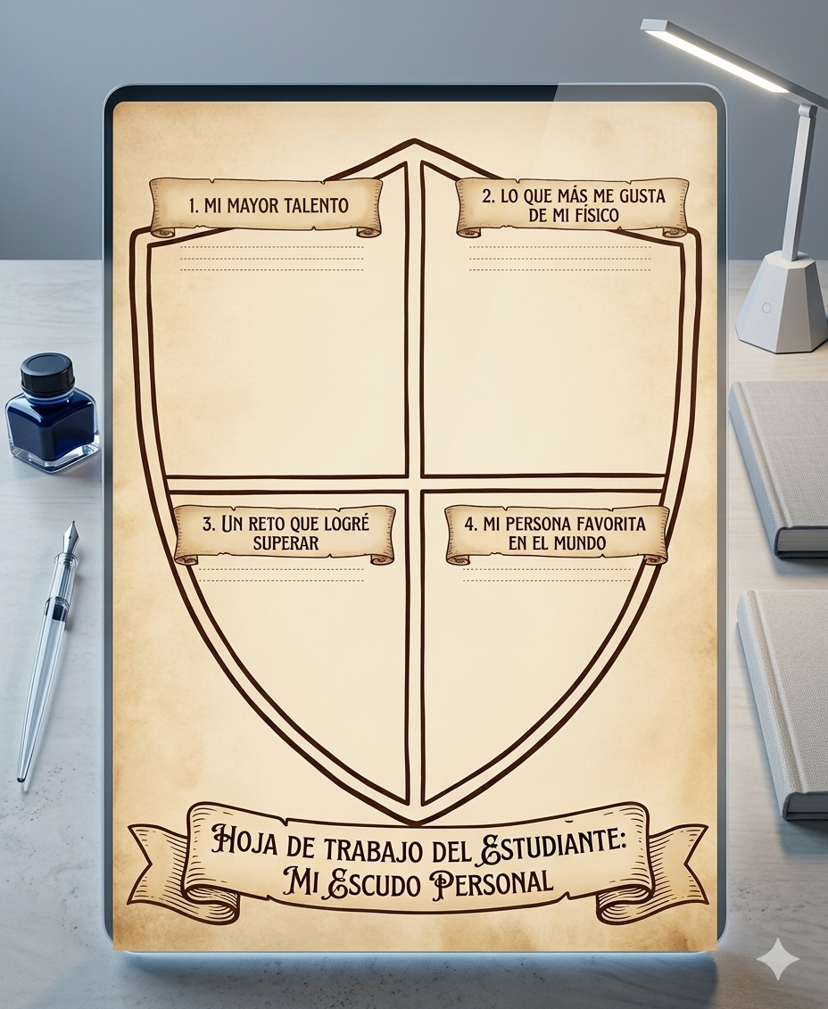 Realizar la actividad el Escudo del poder , respondiendo las 4 preguntas planteadas.